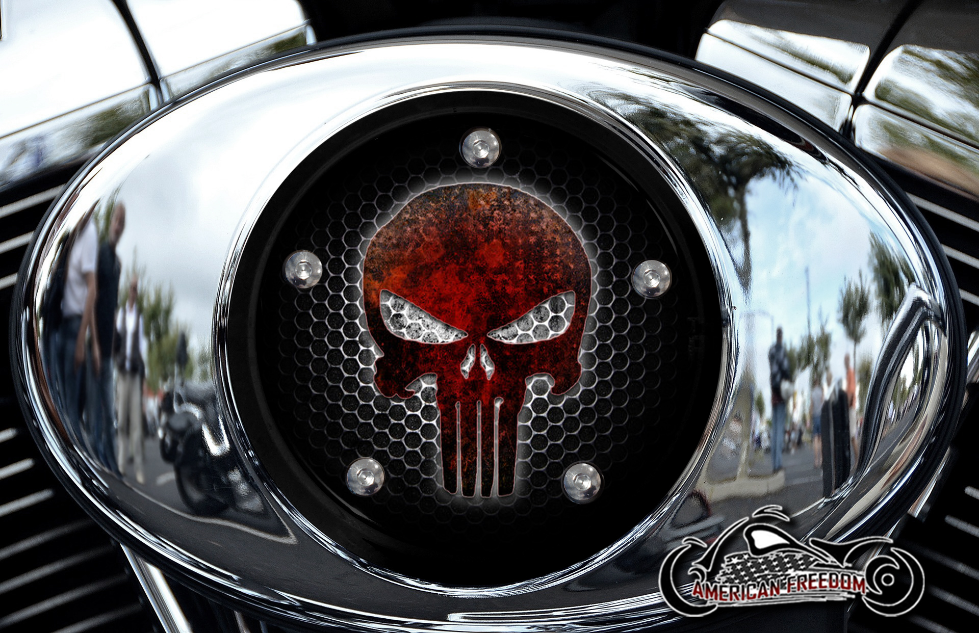 Custom Air Cleaner Cover - Red Rusted Punisher